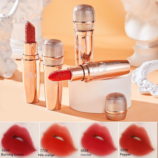 Cool Microphone Embossed Lipstick Not Easy To Makeup Long-lasting No Stain On Cup Matte Moisturizing Lip Lacquer Creative Lip Makeup