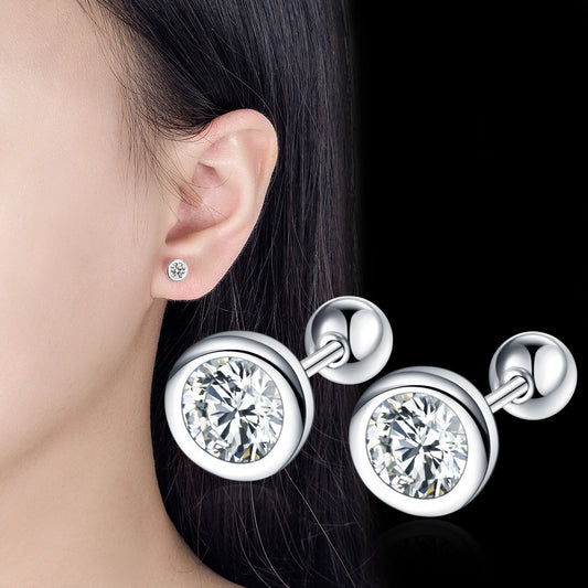 Elegant And Personalized Round Beads Zircon Thread Stud Earrings For Women